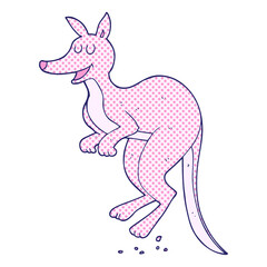 freehand drawn cartoon kangaroo in bright neon color