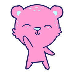 happy cartoon bear in bright neon color