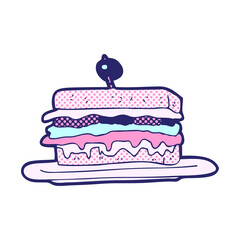 cartoon sandwich in bright neon color