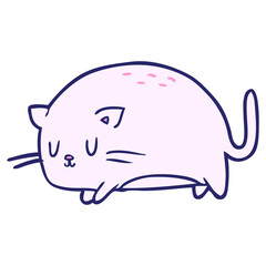 cute fat cartoon cat in bright neon color