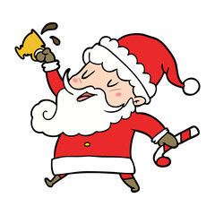 cartoon santa claus with hot cocoa in bright neon color