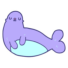 cartoon seal in bright neon color