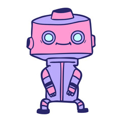 cartoon robot in bright neon color