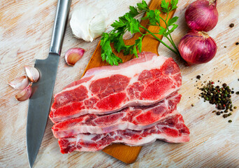 Slices of raw veal meat perfect for churrasco, typical grilled dish in Portugal