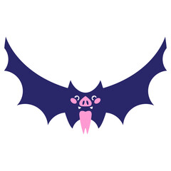 cute halloween bat in bright neon color