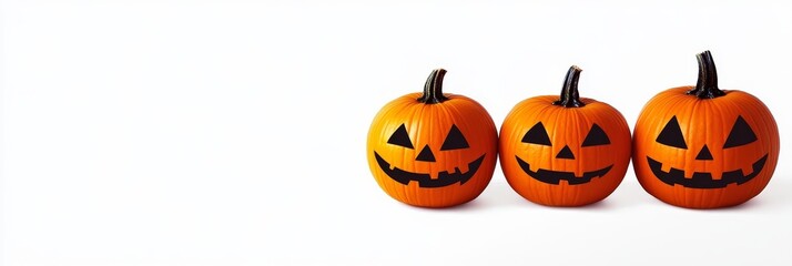 Three Jack O Lanterns Illuminating the Night for Halloween with Eerie Glow and Festive Ambiance