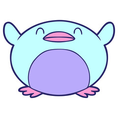 cartoon penguin in bright neon color