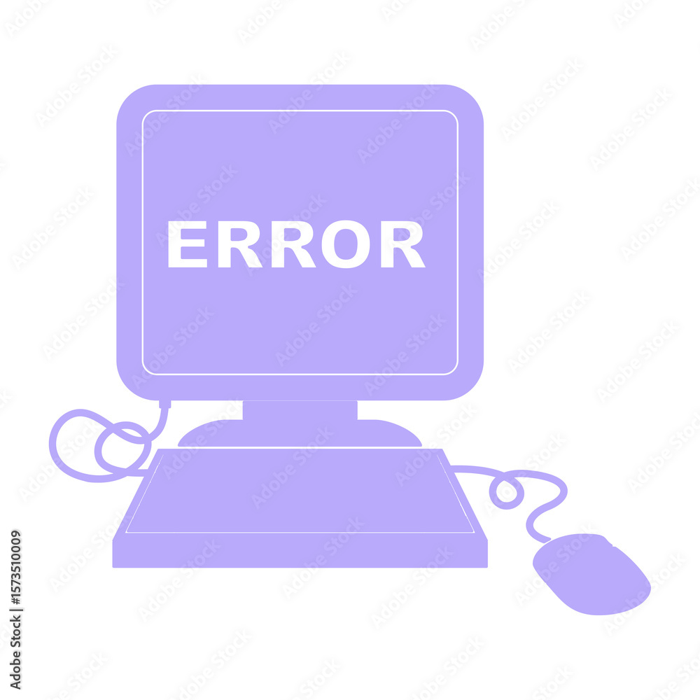 Poster vector illustration of a computer error icon in bright neon color