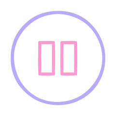 line drawing cartoon of a pause button icon in bright neon color