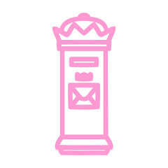 British postbox symbol icon in bright neon color
