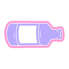 cartoon of an old glass bottle icon in bright neon color