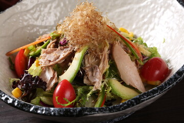 food, japanese cuisine, delicious, tuna and avocado salad
