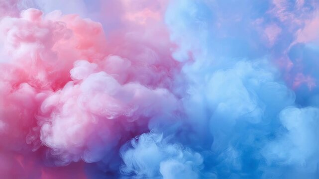 Ethereal clouds of pink and bluecolored smoke merge gracefully embodying the excitement and anticipation of a new arrival perfect for celebrating a gender reveal with family and friends.