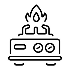 A line style icon representing stove