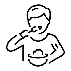 A linear style icon depicting tasting food