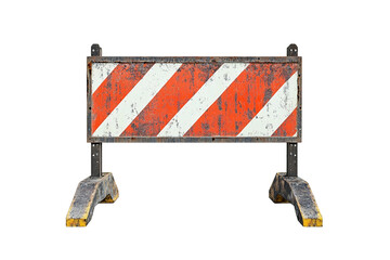 Roadwork barrier featuring visible caution label