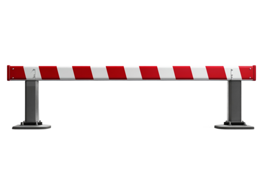 Automatic gate arm with red stripes