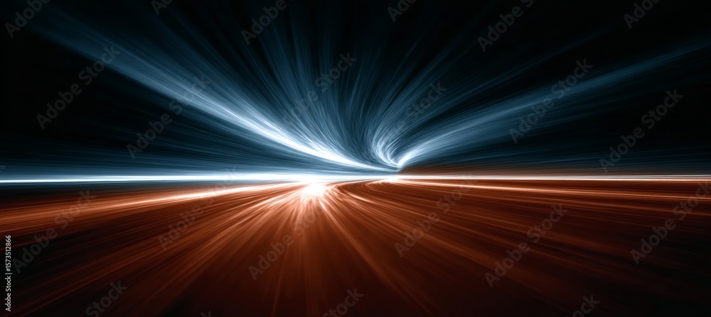 Poster futuristic speed landscape with dynamic light traces and motion blur in high-tech design aesthetic