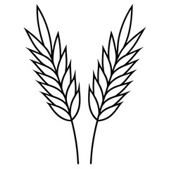 Obraz premium Wheat ears with leaves vector, a modern ears with leaves art design, a black vector of ears with leaves, a simple ears with leaves art, a wheat ears with leaves isolated