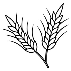 Obraz premium Wheat ears with leaves vector, a modern ears with leaves art design, a black vector of ears with leaves, a simple ears with leaves art, a wheat ears with leaves isolated