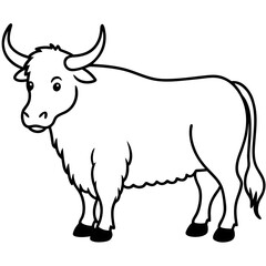 Yak outline vector, a modern yak art design, a black vector of a yak, a simple yak art, a yak isolated