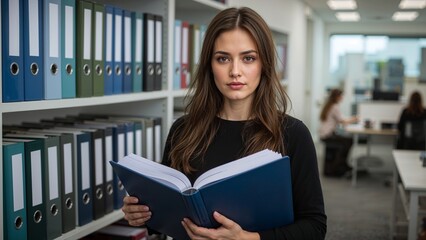 Professional woman in organized office setting