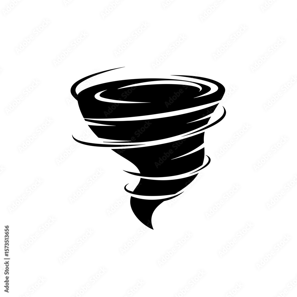 Poster illustration of a swirling vortex with a funnel shape and circular motion in a graphic representatio