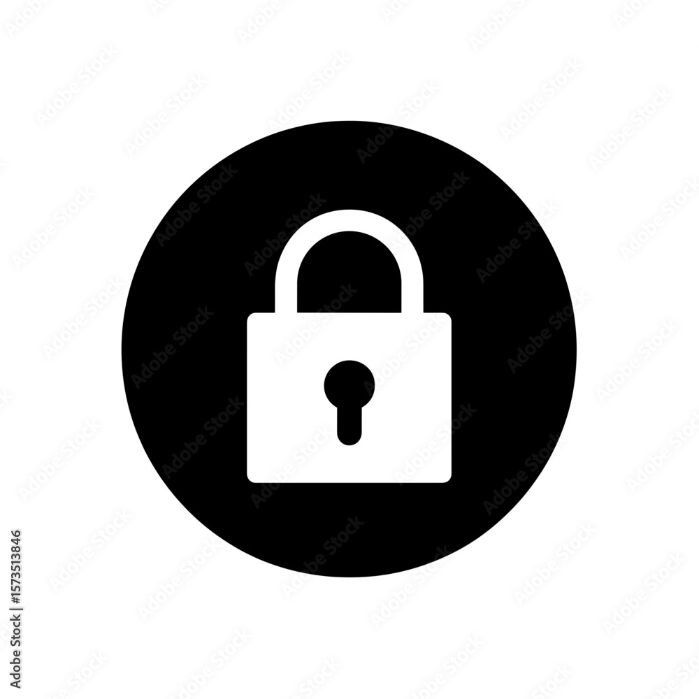 Aufkleber illustration of a white padlock with keyhole inside a circular shape for security concept use case