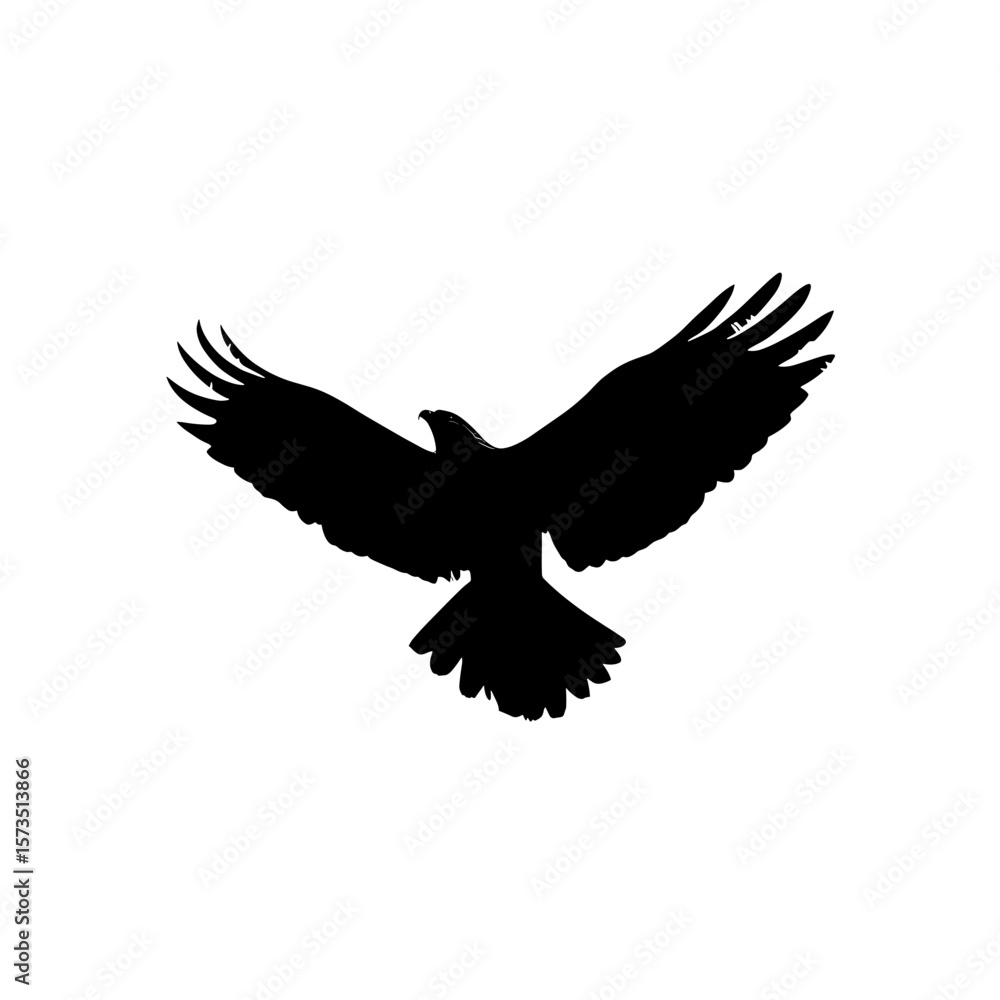 Poster silhouette of a bird with spread wings soaring through the air in a majestic flight pattern view