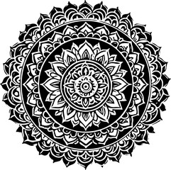 Mandala Circular Patterns, sticker decal black and white vector 