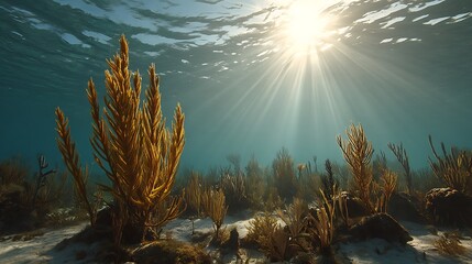 Naklejka premium Blurry underwater city scene