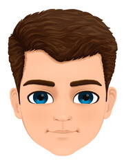 young male face with brown hair