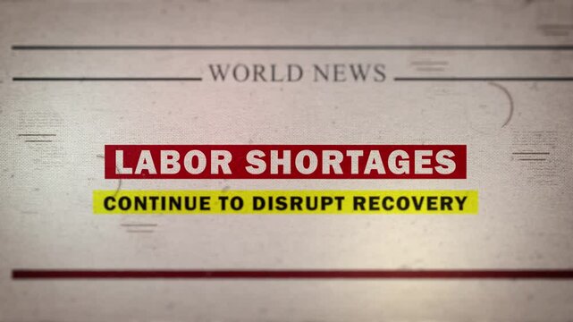 Labor Shortages Continue to Disrupt Recovery newspaper-style headline titles