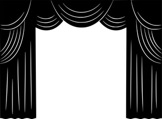 Elegant black curtains in a stage or theater style isolated graphic
