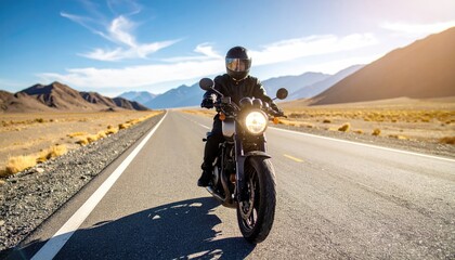 Motorcyclist on a desert highway