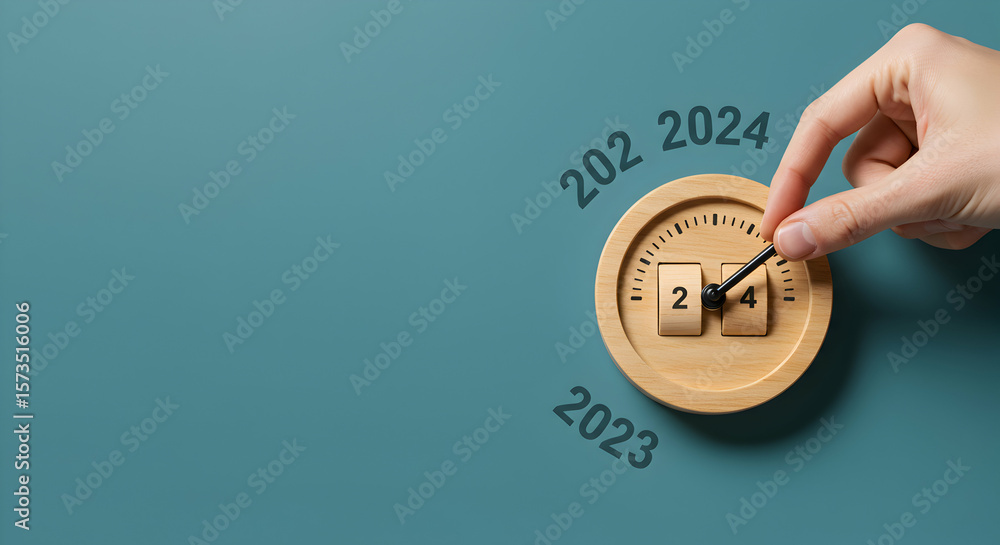 Poster changing the year: setting the date to 2024 on the dial