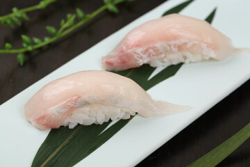 food, japanese cuisine, delicious, amberjack nigiri