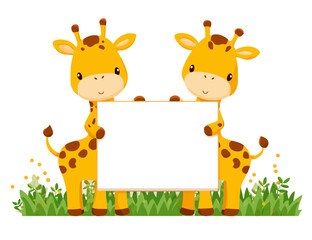 giraffe and blank sign