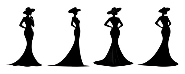 Woman in Fitted Gown Set, vector illustration