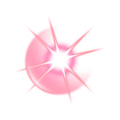 Pink glowing starburst light effect on transparent background
