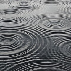 Rain ripples on dark water surface, abstract liquid texture, natural dynamic patterns, tranquil atmospheric effect