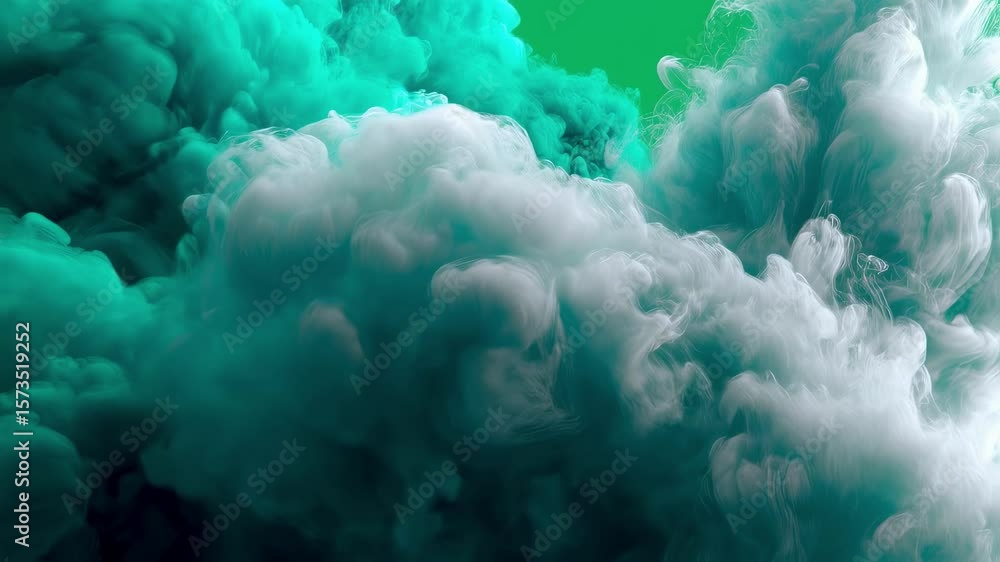 Poster enigmatic white powder elegantly swirls and morphs against a vibrant chroma key surface generating c