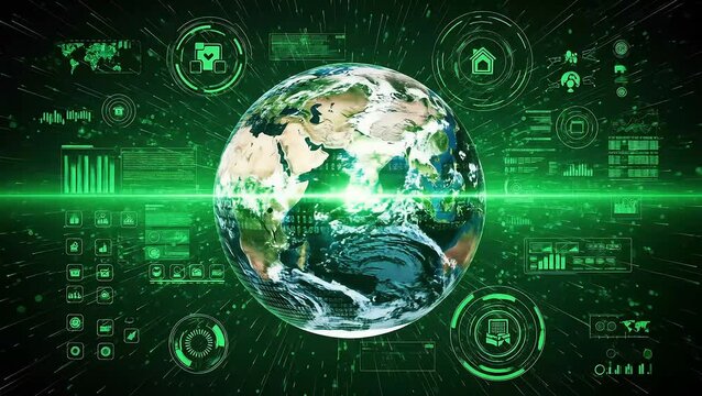 Globe Digital Futuristic Animation Showing Global Business Network and Global Data Connection