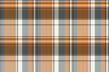 Commerce seamless plaid background, cover fabric pattern tartan. Network vector texture textile check in orange and grey colors.
