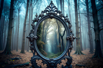 Gothic Style Mirror Showing an Alternate Spooky Re