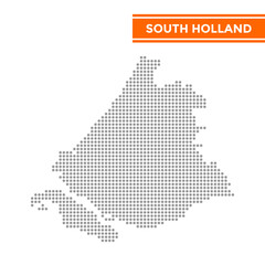 Dotted map of South Holland Province in Netherlands