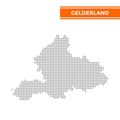 Dotted map of Gelderland Province in Netherlands