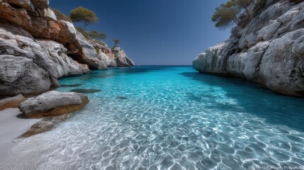 Fototapeta premium Turquoise waters of cala macarella scenic beach landscape