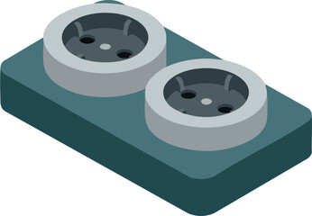 Dual electric power outlet socket isolated on white background vector illustration for technology and electrical devices use