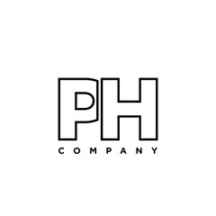 Letter P and H, PH logo design template. Minimal monogram initial based logotype.